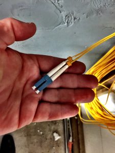 lc connector on single-mode fiber optic cable
