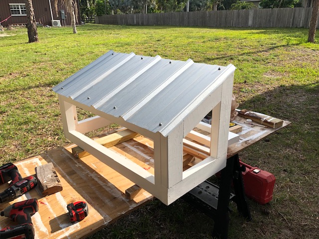 Nest box assembled and ready to install on coop